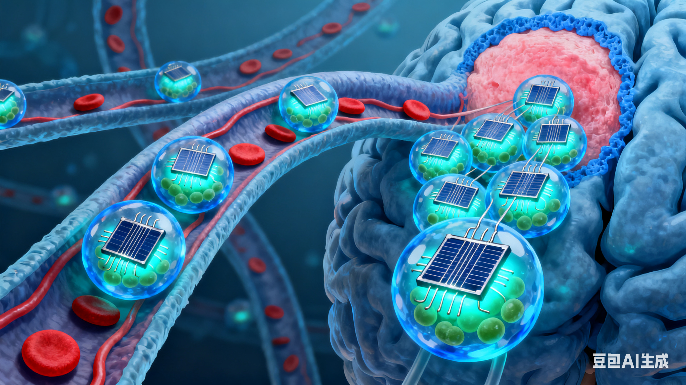 A nonsurgical brain implant enabled through a cell-electronics hybrid for focal neuromodulation